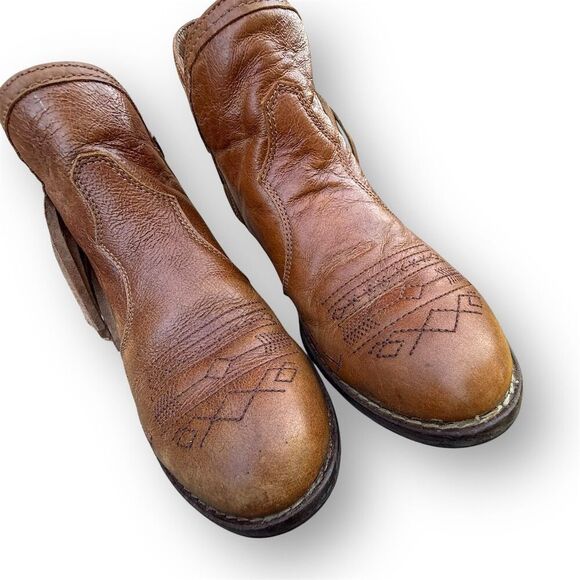 Sterling River Women's Brown Leather Fringe Ankle Cowboy Boots Size 6 - Picture 5 of 13